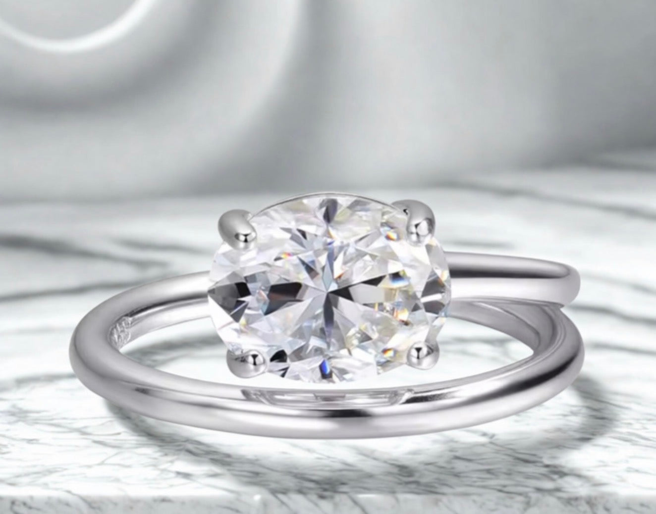 טבעת ספירלה אובלית 2 קראט