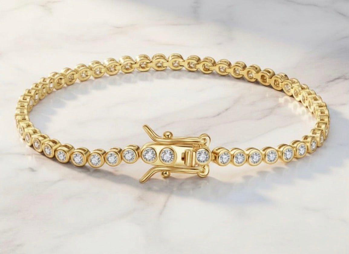 צמיד טניס מואסנייט "בגימור פנינתי" 2.2 קראט